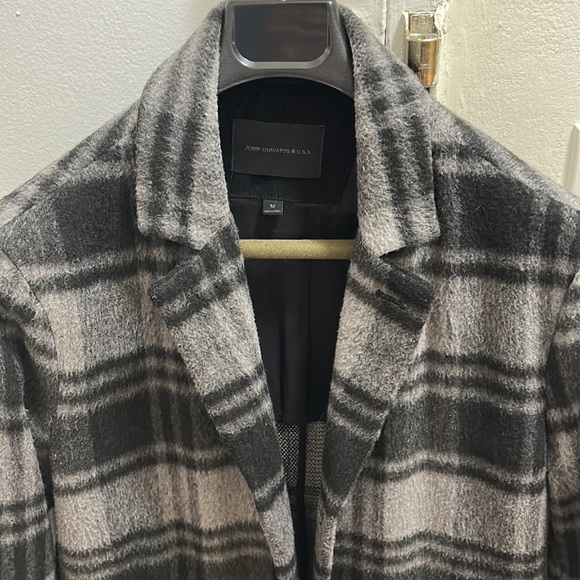 John Varvatos CARSEN PLAID CAR COAT IN BLACK MULTI - Size: MEDIUM - Picture 6 of 8